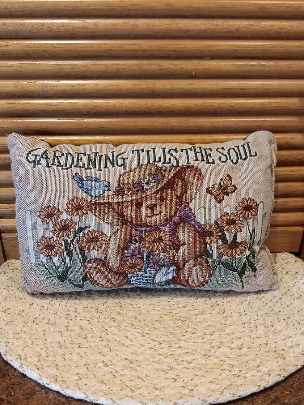 Gardening Tills The Soul Pillow 11 1/2"L X 7"W